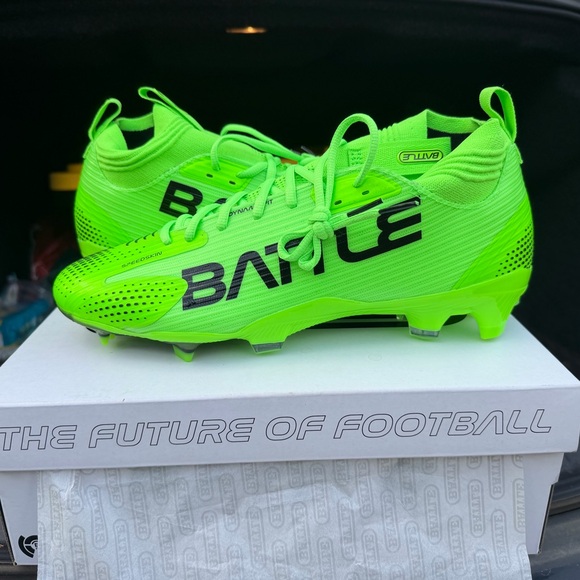 Green Battle Football Cleats - Picture 2 of 7